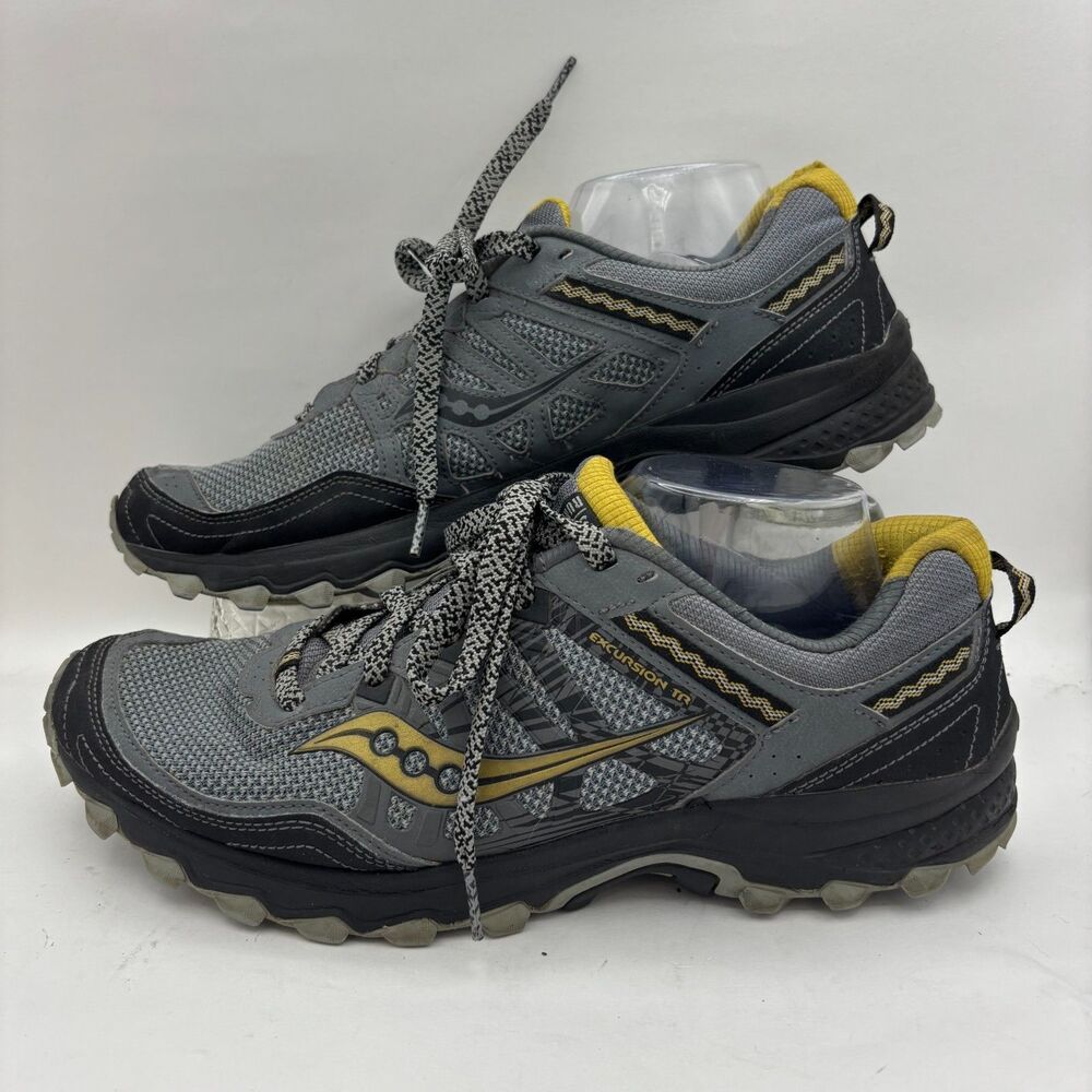Saucony Excursion TR12 Mens 13 Gray Black Yellow Trail Running Shoes S20453